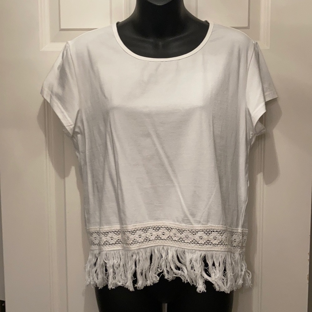 Fringe and Crochet Lace Tee